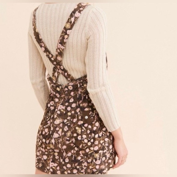 NWT Free People Brown Floral Mini Jumper Dress. Size 12. - Picture 3 of 7